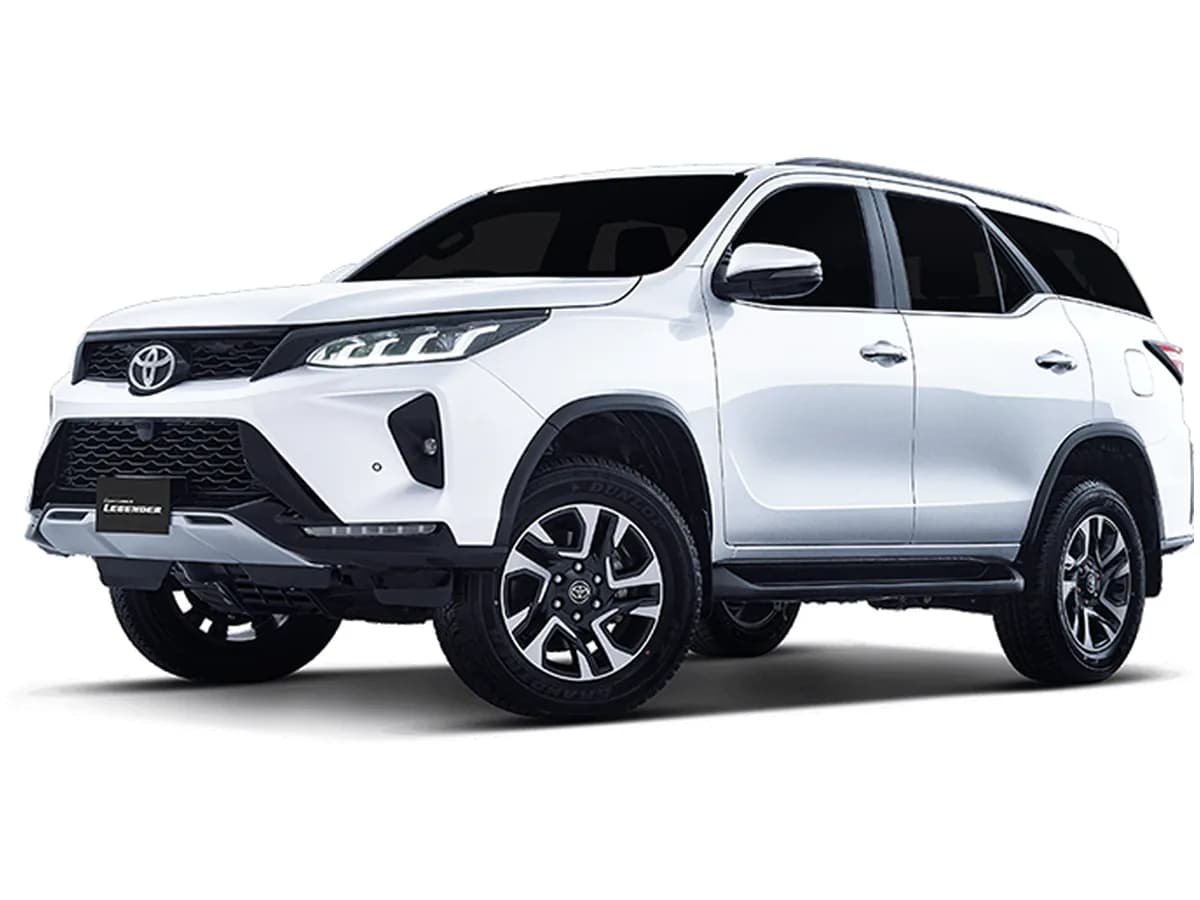 A white Toyota Fortuner, rentable from a local host in Karachi